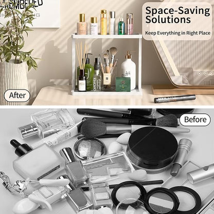 PEKER Bamboo Bathroom Organizer Countertop – Small Vanity Storage Shelf - Image 5