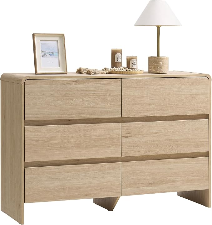 AMERLIFE 6 Drawer Dresser for Bedroom, Anti-Tip Kit, Wood Cabinet Organizer for by AMERLIFE