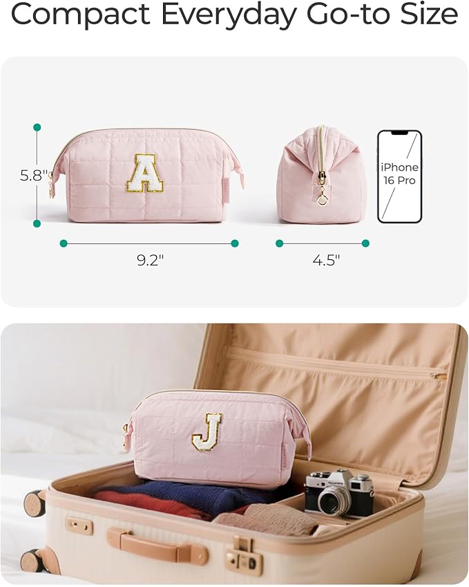 BAGSMART Birthday Gifts Personalized Initial Makeup Bag, Trendy Stuff Gifts - Image 5