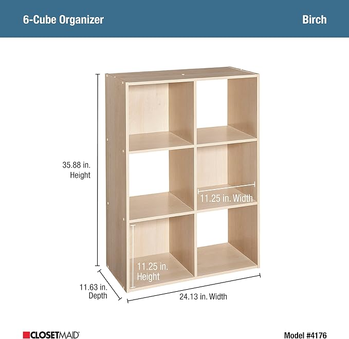 ClosetMaid Cubeicals 6 Cube Storage Shelf Organizer Bookshelf, Vertical or - Image 3