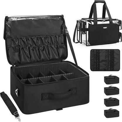 Relavel Extra Large Makeup Case and Clear Makeup Bag, Professional Cosmetic by Relavel