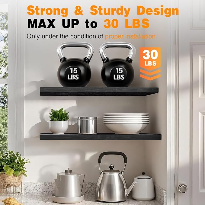 BAYKA Floating Shelves, 47.2 inches Long Heavy Duty Wall Mounted Rustic Wood - Image 5