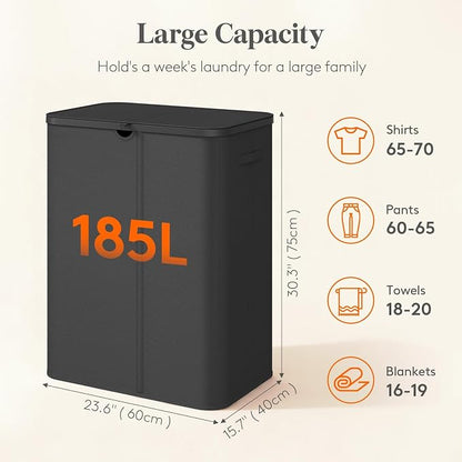 Lifewit 185L 3 Section Laundry Hamper - Image 2