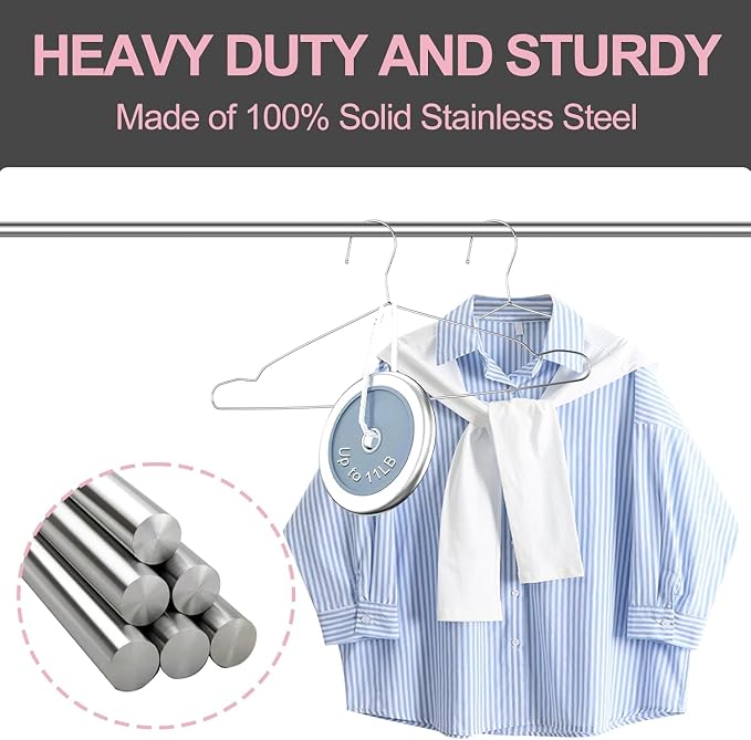 Metal Hangers Heavy Duty 18 Inch Clothes Hangers, Space Saving and Non-Slip - Image 3