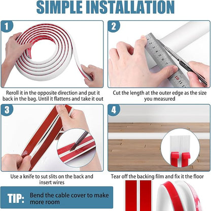 Floor Cord Covers for Wires 10FT Cable Hider Wire Cover Self Adhesive Cord - Image 5