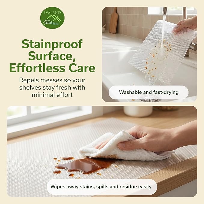EVALAND Shelf Liners for Kitchen Cabinets Non-Adhesive 12" x 10 FT Clear Drawer - Image 5