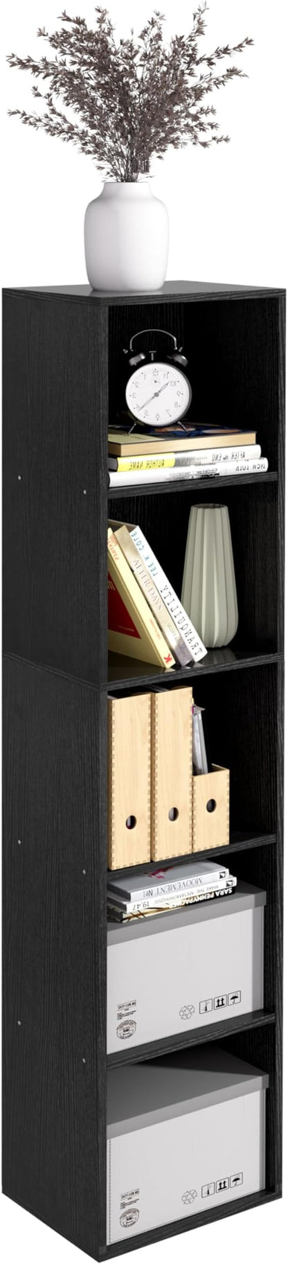 5-Tier Wooden Cube Storage Organizer, 52 Inch Tall Bookcase & Display Shelf by NewBeth