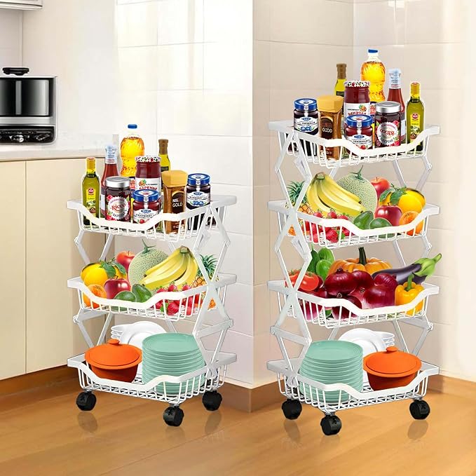 Rolling Rack Storage Cart, Foldable Metal Organizer - Image 6