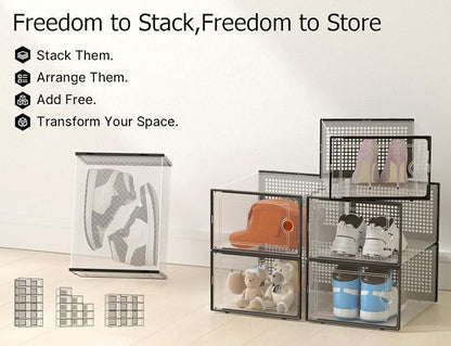 Kuject X-Large Shoe Storage Boxes Organizers Clear Plastic Stackable 12 Pack - Image 9