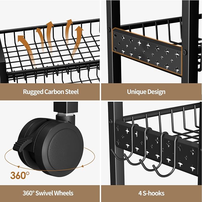 6 Tier Slim Storage Cart, Narrow Rolling Cart - Image 5