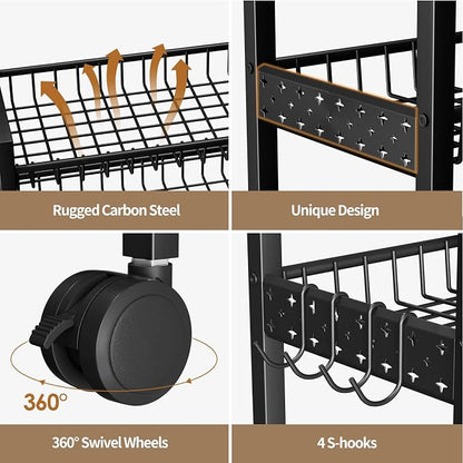 6 Tier Slim Storage Cart, Narrow Rolling Cart - Image 5