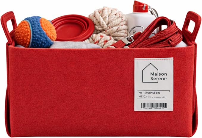 Collapsible Felt RED Storage Basket by Unknown