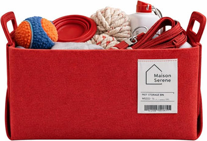 Collapsible Felt RED Storage Basket by Unknown