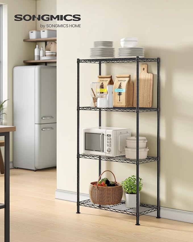 SONGMICS Storage Shelf, Metal Wire Shelving Unit, Adjustable Shelves, - Image 2