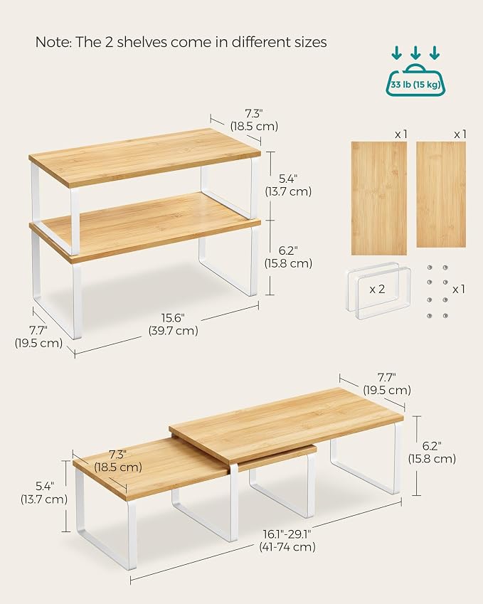 SONGMICS Cabinet Organizer Shelf, Kitchen Storage, Spice Rack, Expandable - Image 6