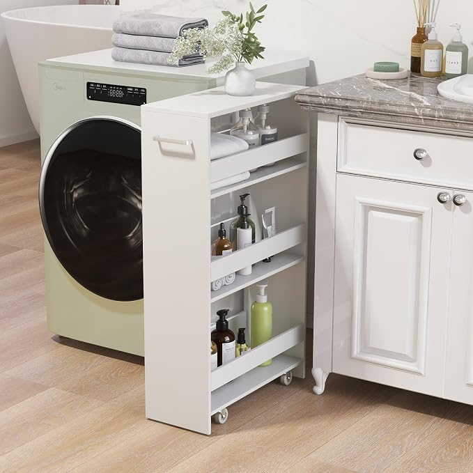 LOKO 4-Tier Rolling Storage Cart, 8 Inches Slim Kitchen Cart on Wheels - Image 3