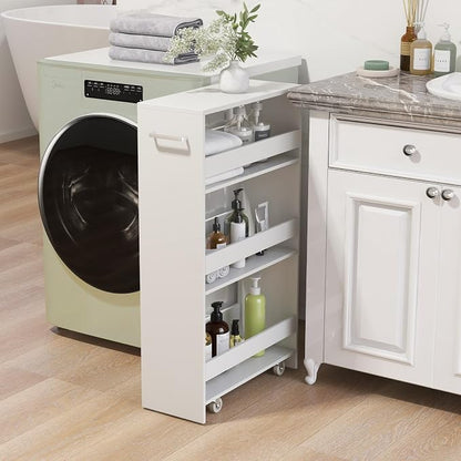 LOKO 4-Tier Rolling Storage Cart, 8 Inches Slim Kitchen Cart on Wheels - Image 3