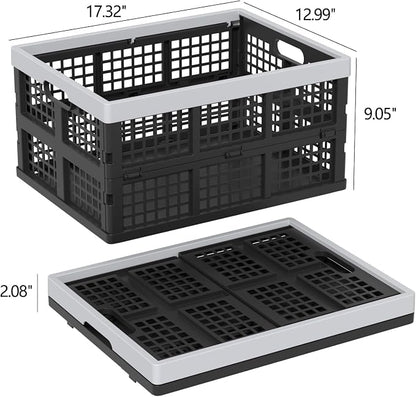 34 L Collapsible Storage Crate, Folding Plastic Crates, 4 Packs | Stackable - Image 4