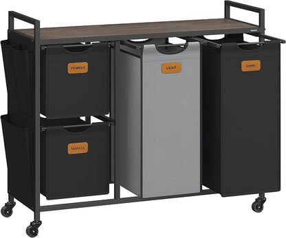 VASAGLE Laundry Hamper with 4 Compartments, 39.6 Gal. Laundry Sorter, Rolling by Unknown