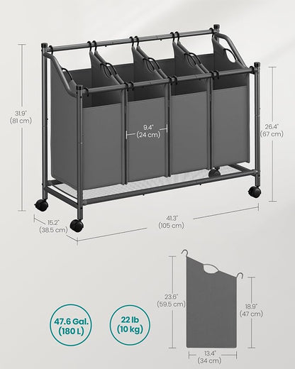 SONGMICS Rolling Laundry Sorter Basket - Image 5