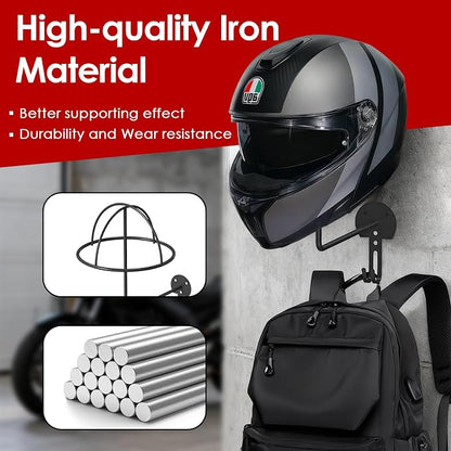 Helmet Holder Wall Mount, 4 Pack Metal Motorcycle Helmet Holder - Image 4