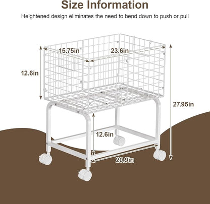 Wire Laundry Hamper Cart, 80L Laundry Hamper Trolley - Image 8