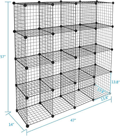Wire Cube Storage, 16-Cube Organizer Metal, Wire C Grids Storage, Storage Bins - Image 9