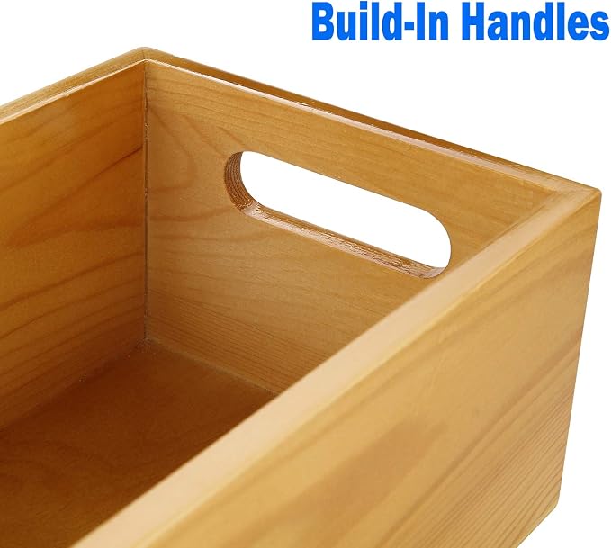 A Selected Pine Wood Organizer Open Box 4 Packs, 6x10 Wooden Storage Container - Image 3
