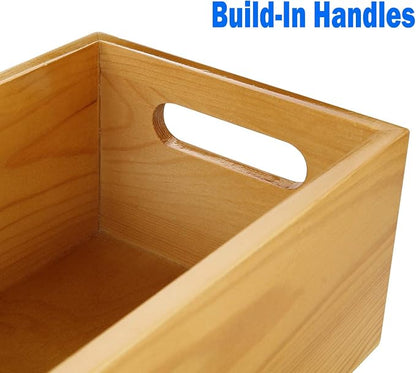 A Selected Pine Wood Organizer Open Box 4 Packs, 6x10 Wooden Storage Container - Image 3