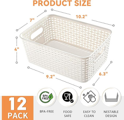 12 Pack Plastic Storage Baskets - Image 3