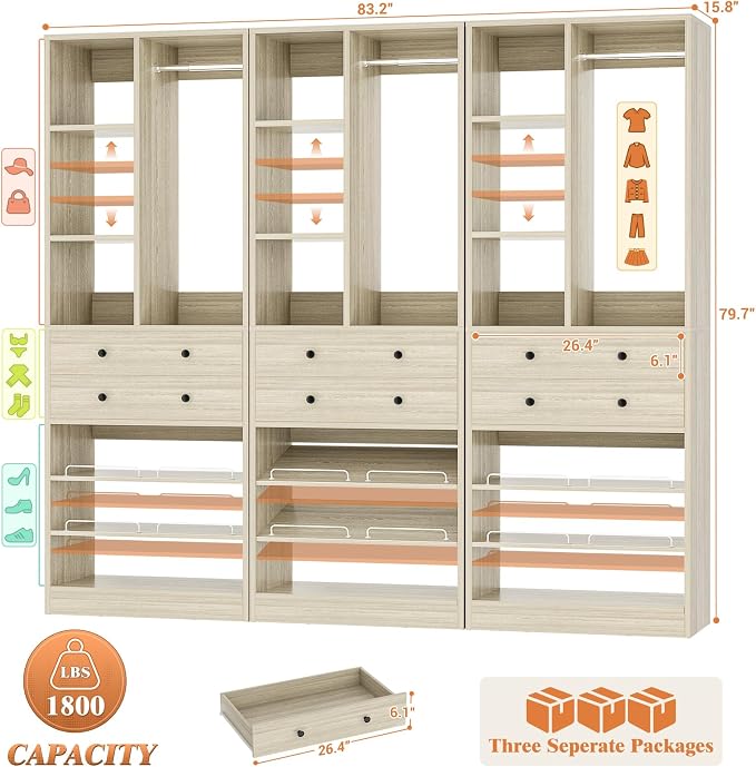 Besiost Closet System, Walk-in Closets Systems, Free Standing Reach in Closet - Image 2