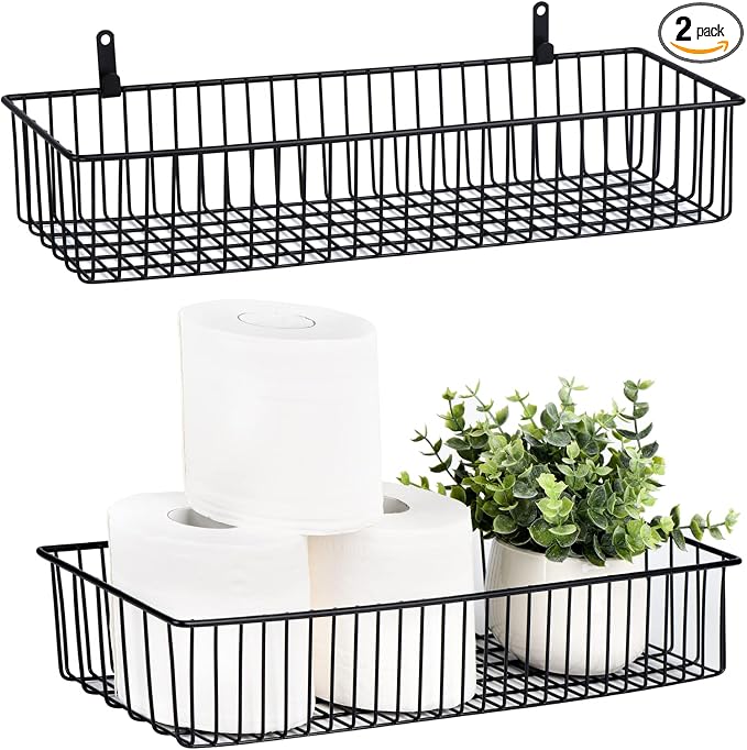 Farmhouse Decor Metal Wire Organizer Storage Basket-Toilet Paper by Wetheny
