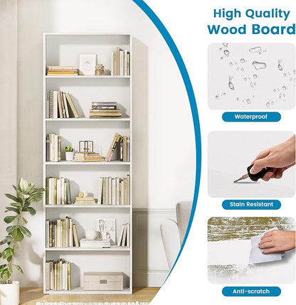 GRUSIGN 71" Tall 6-Tier Bookshelf, Large Open Display Bookcase - Image 4