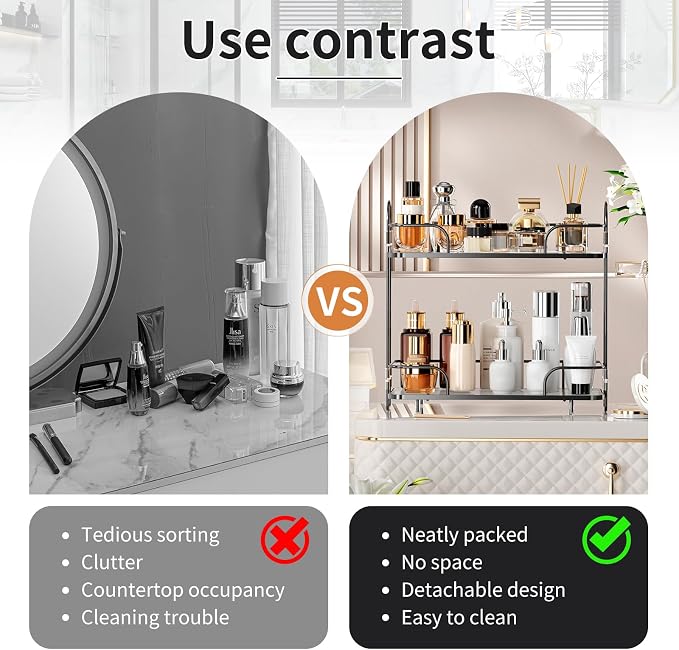2 Tier Corner Bathroom Counter Organizer, Cosmetic Skincare Organizer, Bathroom - Image 4