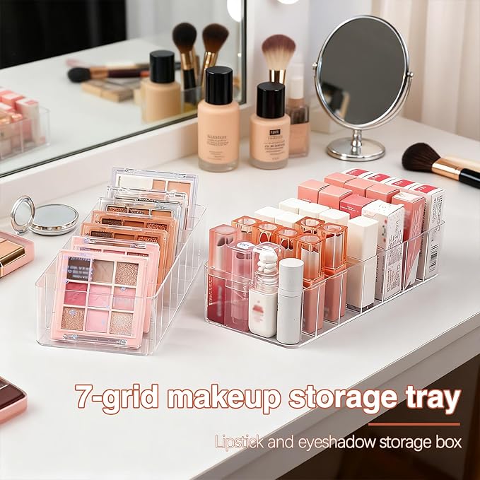 Clear Acrylic Makeup Organizers, 7-Section Bathroom Organizer - Image 6
