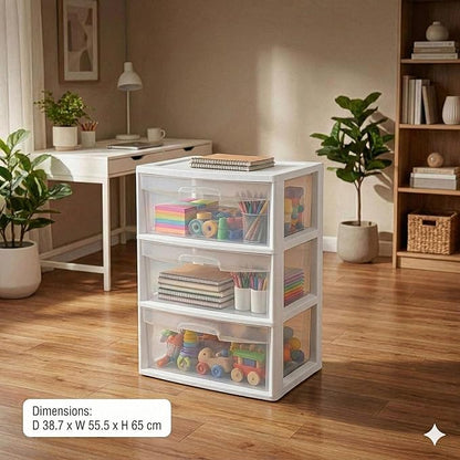 3 Drawer Storage Organizer, 3-Tier Wide Clear Plastic Drawer Storage - Image 5