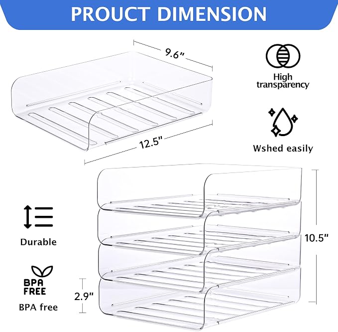 Set of 4 Office Organization and Storage, Stackable Document and File Paper - Image 2