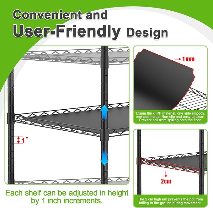 5-Tier Greenhouse with Caster Wheel, Each Shelf Height Adjustable Metal Plant - Image 3