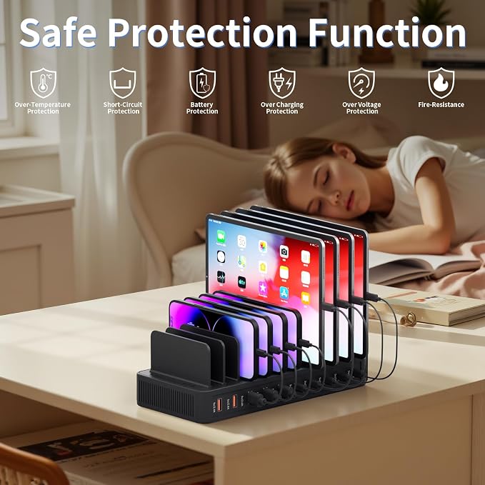 60W Charging Station for Multiple Devices, 10-Port USB Fast Charging Station - Image 3