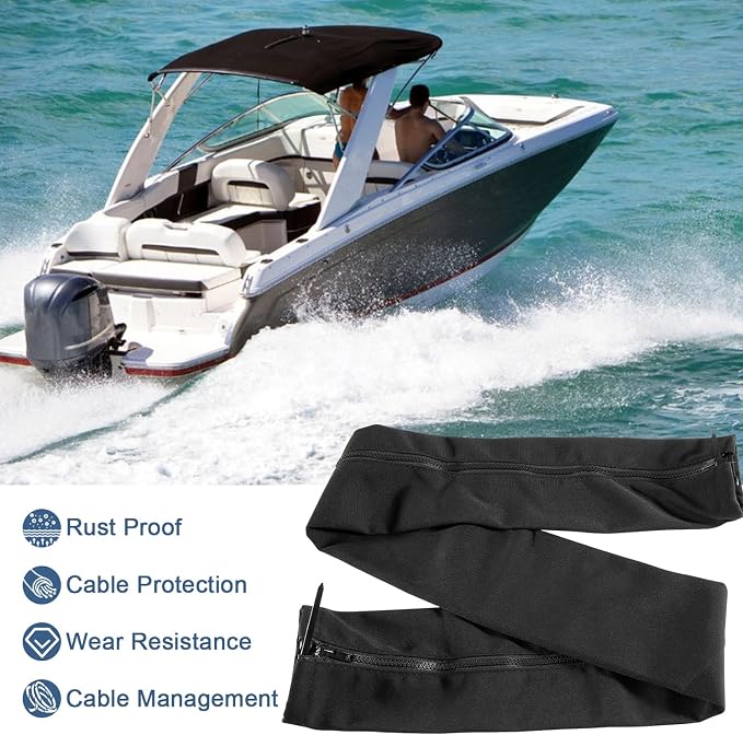 48'' Long Black Zippered Rigging Sleeve, ZRS-1-DP Casing, Trolling Motor Cable - Image 5