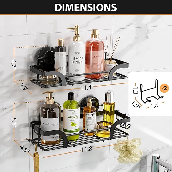 LEVERLOC Shower Caddy Suction Cup, 2 Pack Shower Shelves - Image 7