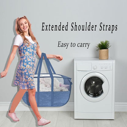 Extra Large Mesh Pop Up Laundry Hamper, 100L Collapsible Laundry Basket - Image 6