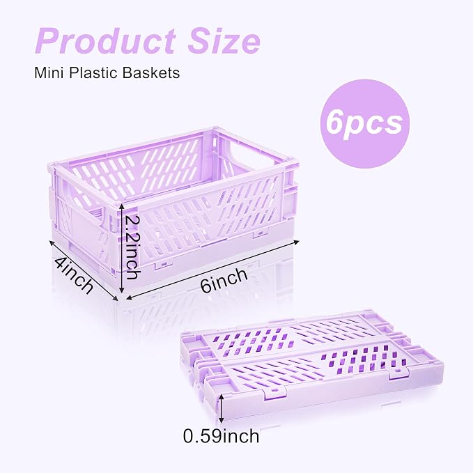 6 Pack Mini Foldable Small Plastic Baskets - Image 2