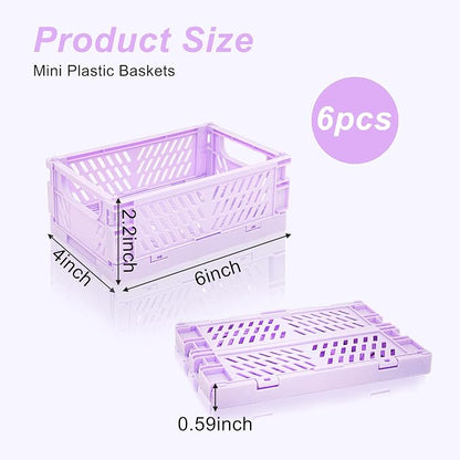 6 Pack Mini Foldable Small Plastic Baskets - Image 2
