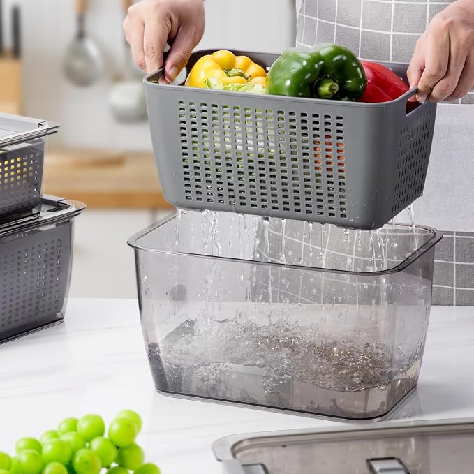 LUXEAR 4 Pack Fruit Containers for Fridge, Vegetable Storage Container - Image 4