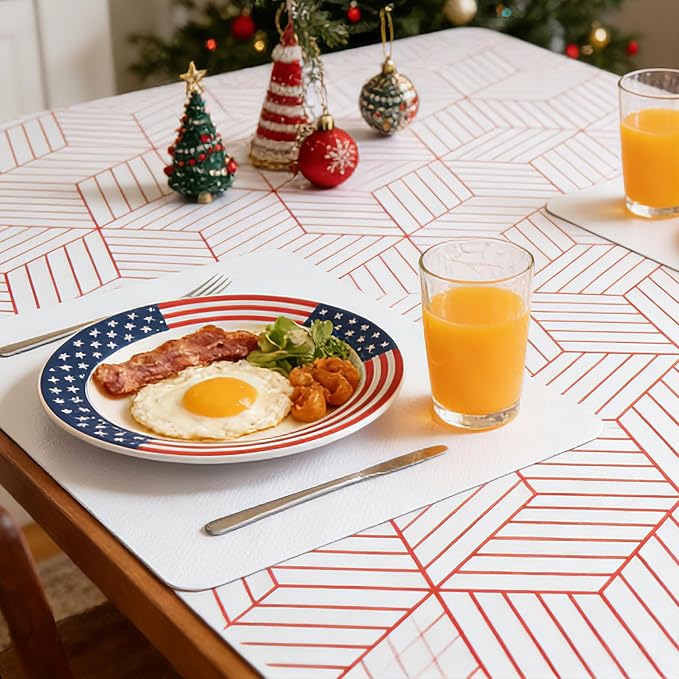Red Geometric Pattern Shelf Liner, Non-Adhesive Non-Slip Thickened Drawer Liner - Image 6