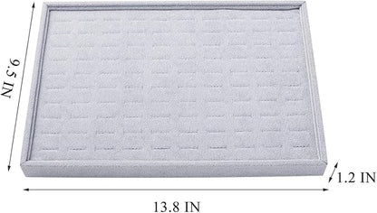 Grey Velvet Stackable 100 Slot Ring Inserts Jewelry Tray Showcase Display - Image 6