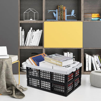 4 Pack 42 L Large Plastic Collapsible Storage Crates, Folding Stackable Storage - Image 5