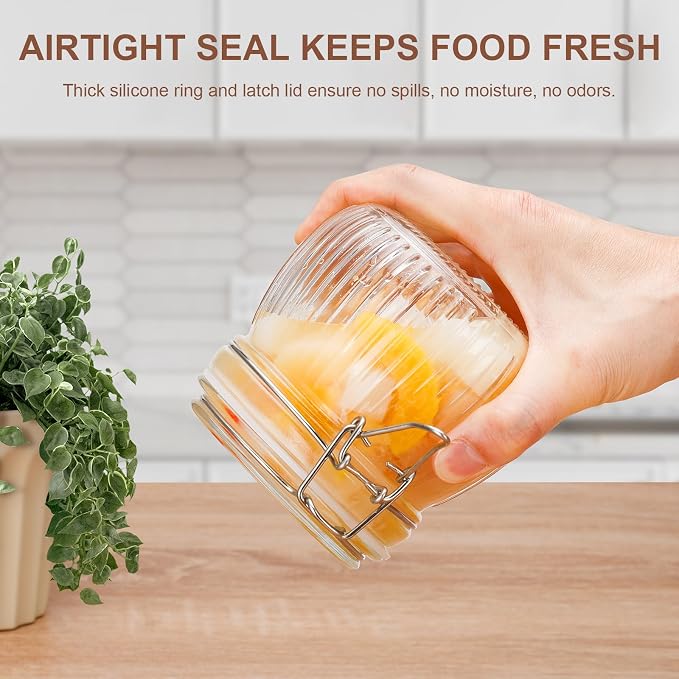 17oz Airtight Glass Jars with Lids, Small Food Storage Container Set of 6 - Image 5