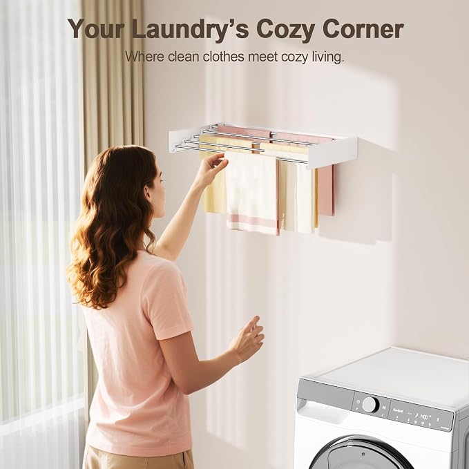 Wall Mounted Clothes Drying Rack Folding Indoor, Foldable Laundry Drying Rack - Image 2